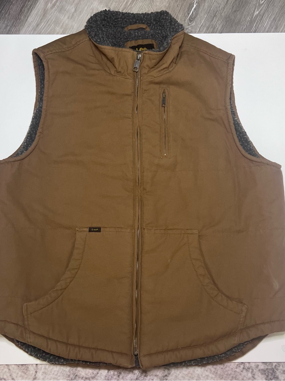 Lee Men's Brown Sherpa-Trim Work Vest